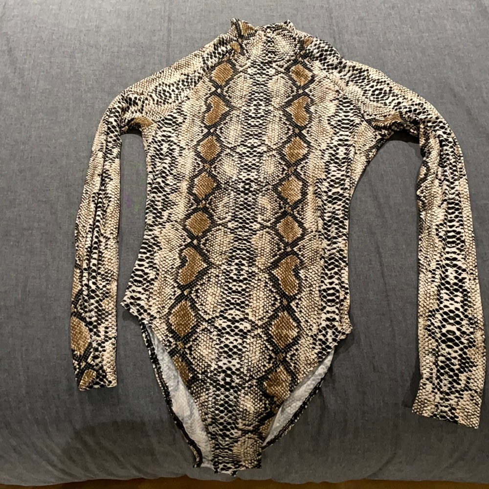 Never worn Snakeskin turtle neck bodysuit
